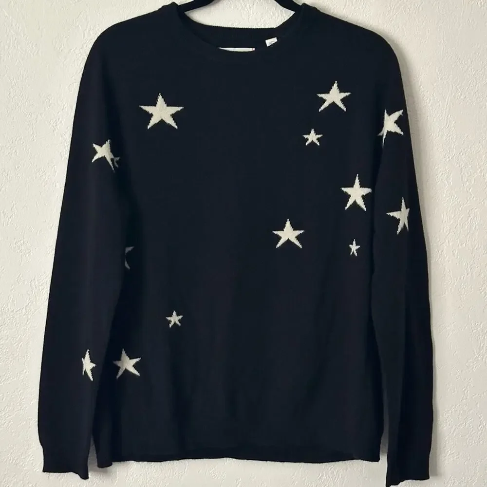 chinti and parker Cashmere Star Sweater Black size XS White Stars Slouchy